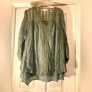 Layered plus size green top